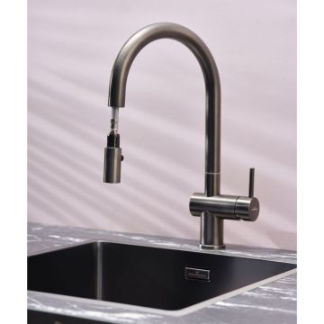 Köksblandare Reginox Flint Gun Metal Silver med utdragbar handdusch