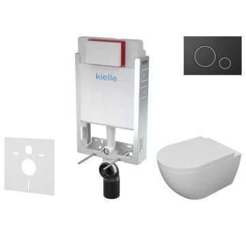 Väggstomme WC-raami set Kielle Genesis + Gemini II mattsvart/krom 4in1