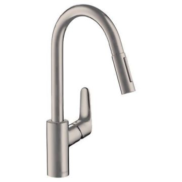 Köksblandare Hansgrohe Focus M41 240 rostfri stål med utdragbar handdusch
