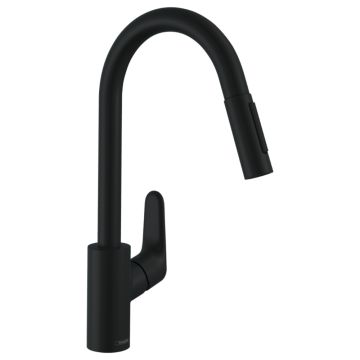 Köksblandare Hansgrohe Focus M41 240 mattsvart med utdragbar handdusch