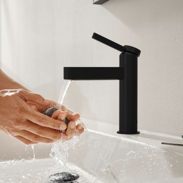 Tvättställsblandare Hansgrohe Finoris 100 push-open med bottenventil mattsvart