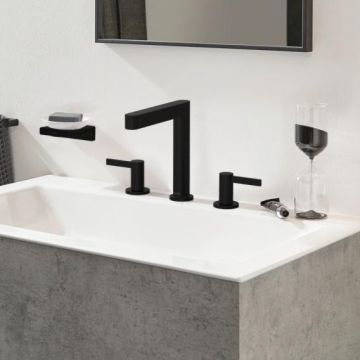 Tvättställsblandare Hansgrohe Finoris 160 mattsvart 3-osaline med bottenventil