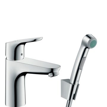 Tvättställsblandare Hansgrohe Focus 100 Bidette med bidédusch