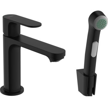 Tvättställsblandare Hansgrohe Rebris S 110 med bidette-handdusch mattsvart