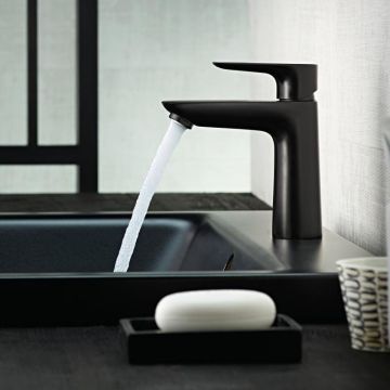 Tvättställsblandare Hansgrohe Talis E 110 mattsvart med bottenventil