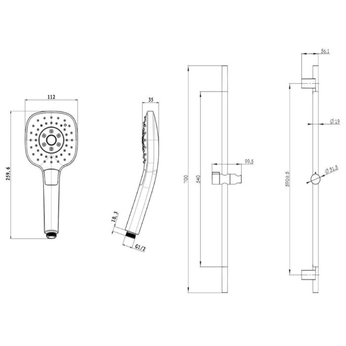 Duschset Kielle Nefia 20627SN80 krom
