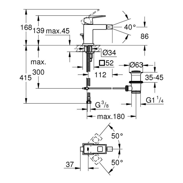 Bidéblandare Grohe EuroCube S-Size krom