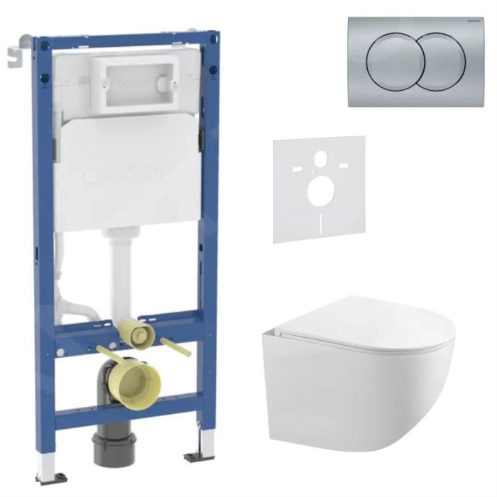 Toalettpaket Geberit Duofix + Kielle Gaia Compact + Delta01 matt krom