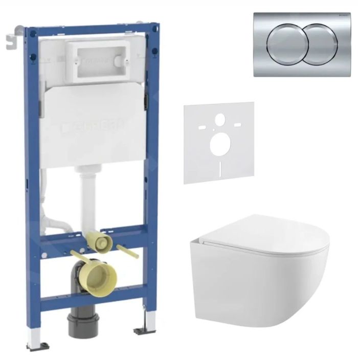 Toalettpaket Geberit Duofix + Kielle Gaia Compact + Delta01 läikivkroom