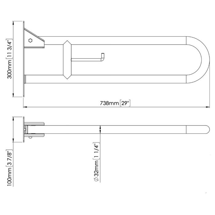 Stödhandtag Mediclinics BG2800B seinale svart