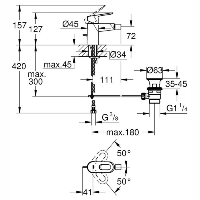 Bidéblandare Grohe BauLoop S-Size krom