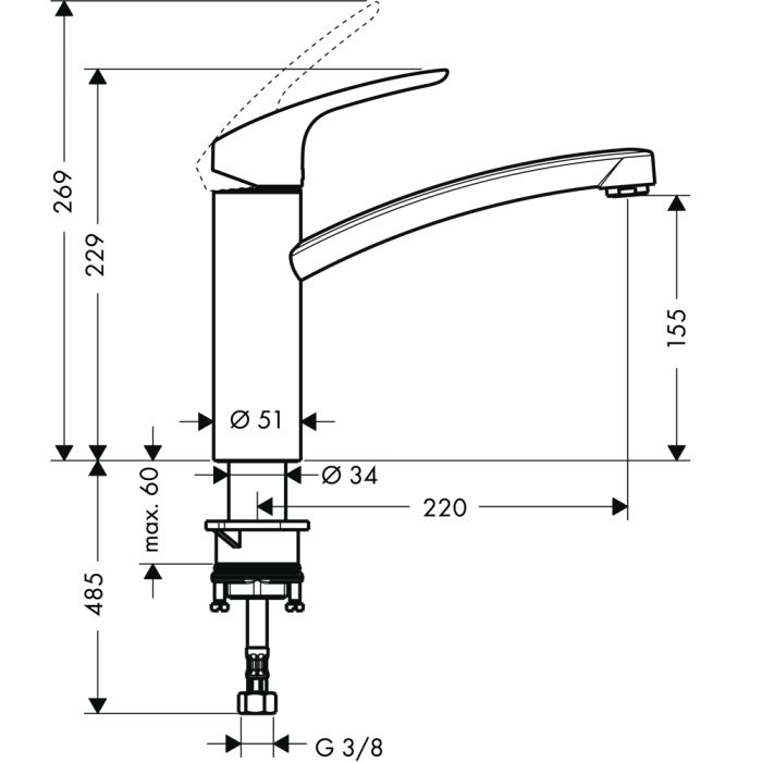Köksblandare Hansgrohe Focus M41 160 krom