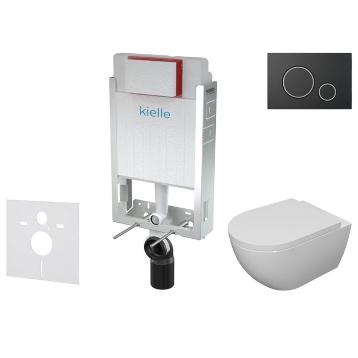 Väggstomme WC-raami set Kielle Genesis + Gemini II mattsvart/krom 4in1