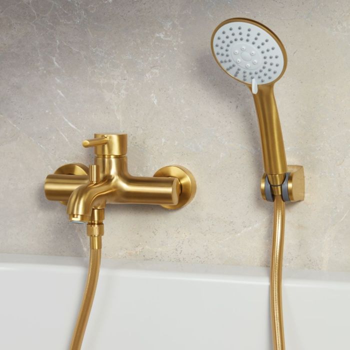 Handduschset Armatura Moza borstad guld