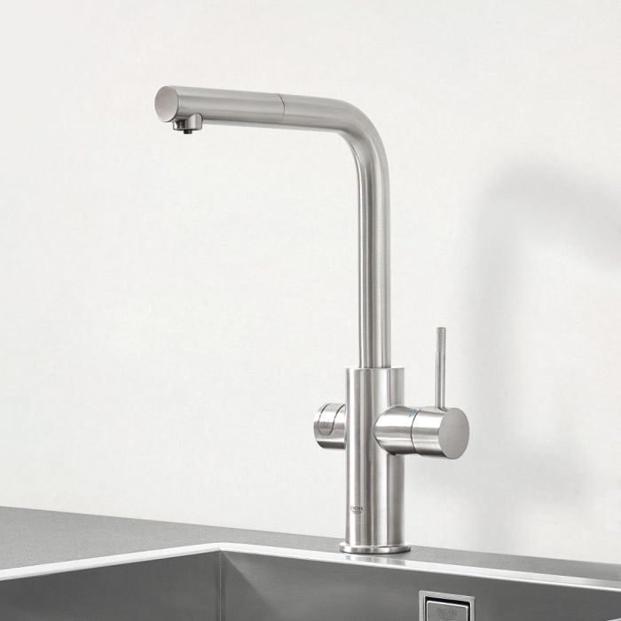 Köksblandare Grohe Blue Professional L Supersteel med utdragbar handdusch + jahuti