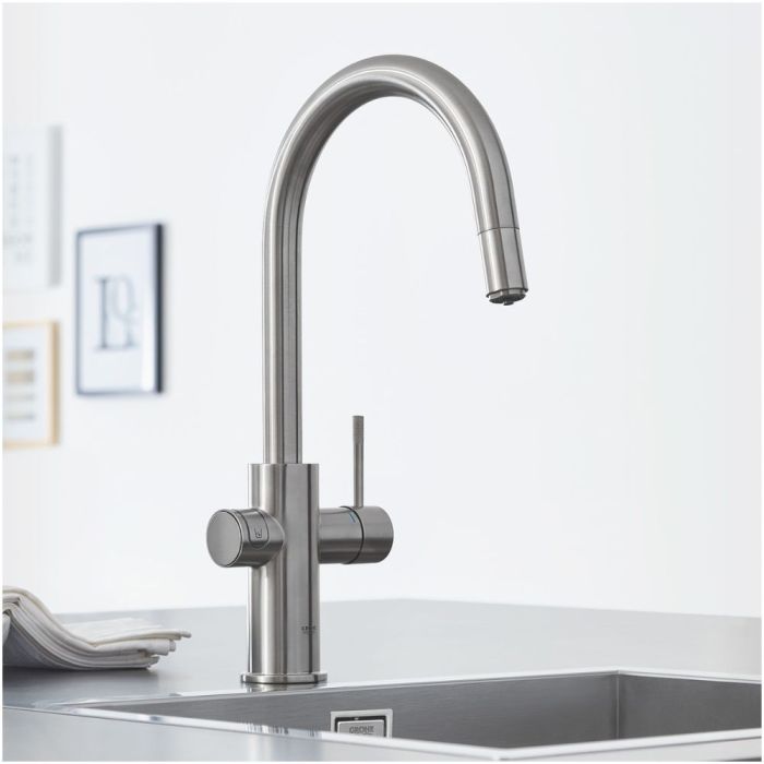 Köksblandare Grohe Blue Home C Supersteel med utdragbar handdusch + veefilter + jahuti + gaasiballoon