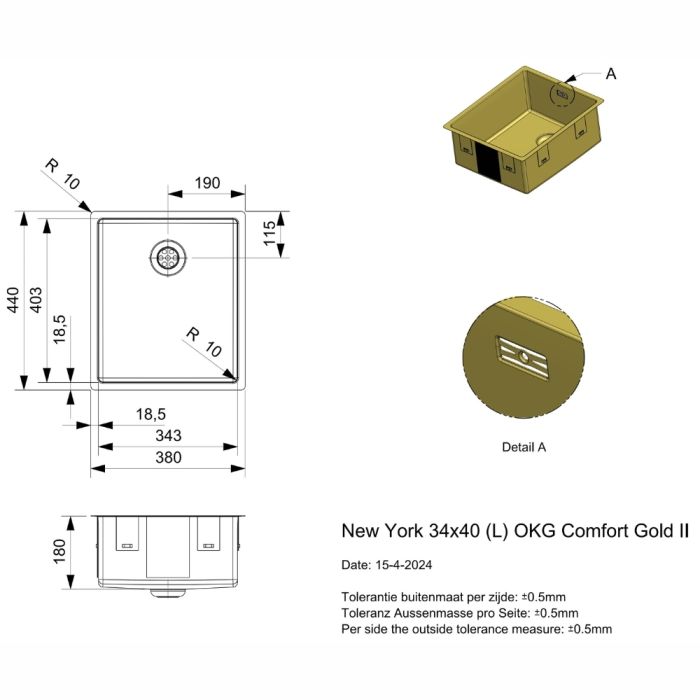 Diskho Reginox New York 34 Comfort Gold II