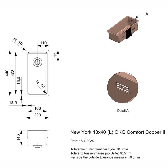 Diskho Reginox New York 18 Comfort Copper II