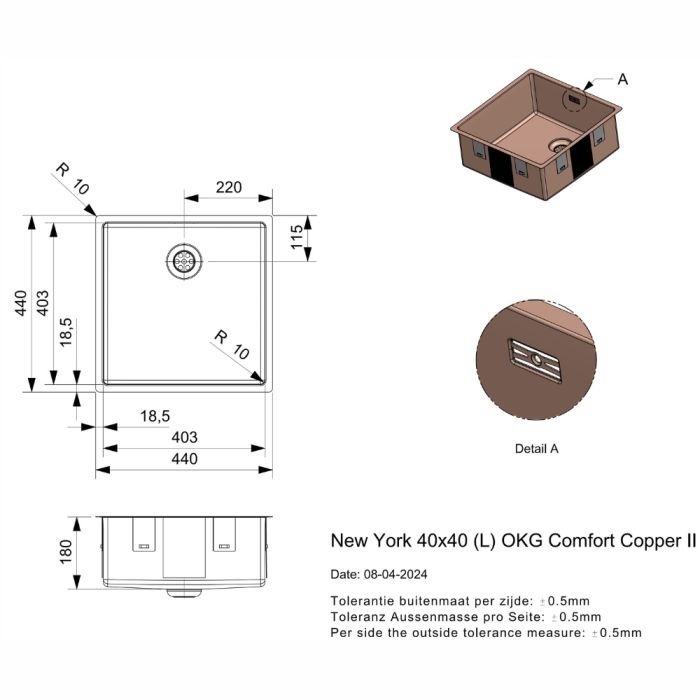 Diskho Reginox New York 40 Comfort Copper II