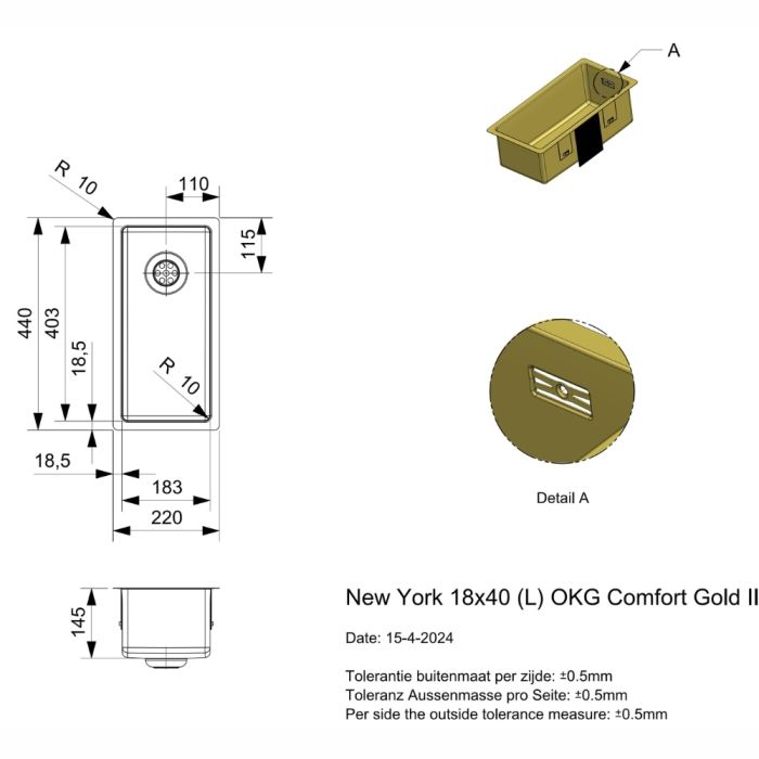 Diskho Reginox New York 18 Comfort Gold II