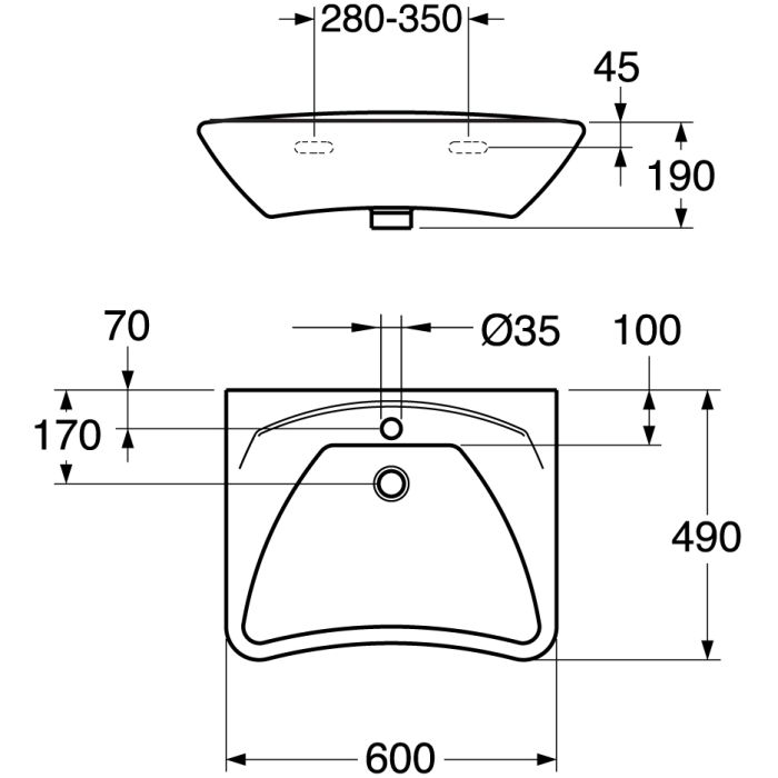 Tvättställ för rörelsehindrade Gustavsberg 7119-63
