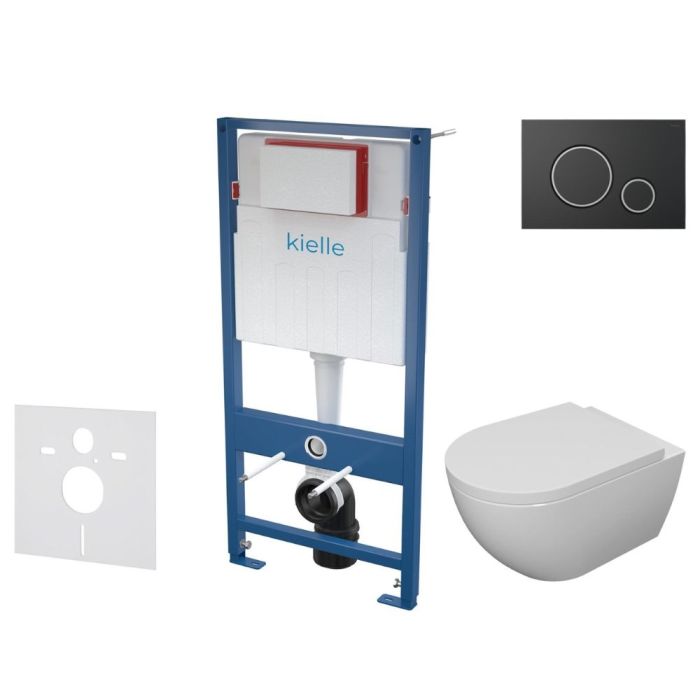 Väggstomme WC-raami set Kielle Genesis + Gemini II mattsvart/krom 4in1