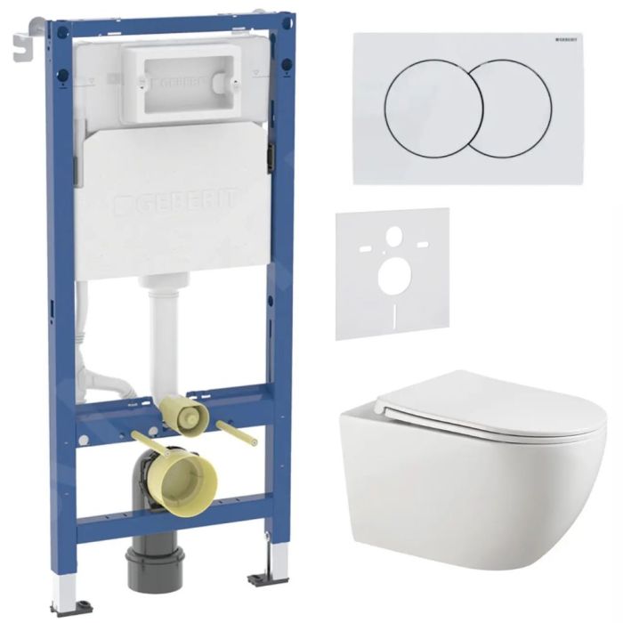 Toalettpaket Geberit Duofix + Kielle Gaia + Delta01 vit