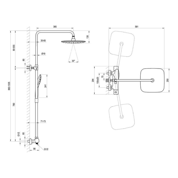 Duschset Ravak 10° Free mattsvart