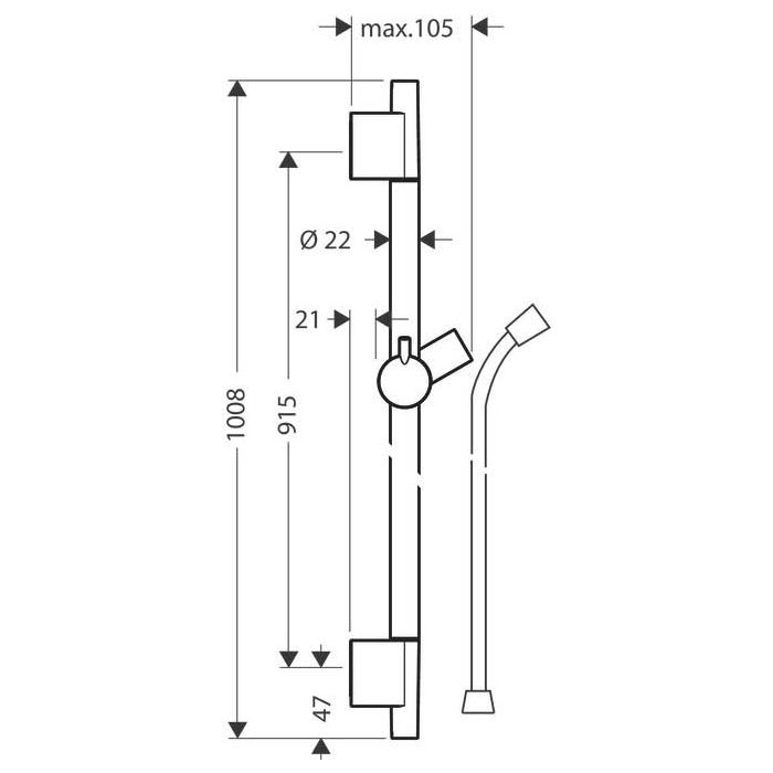 Duschstång Hansgrohe Unica S 90 cm med duschslang mattsvart