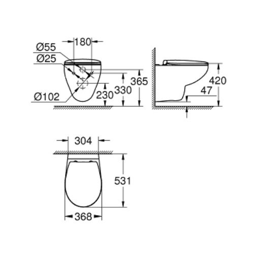 Vägghängd toalettstol Grohe Bau Ceramic