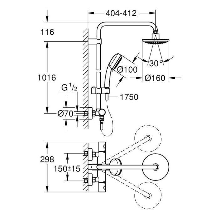 Duschset Grohe New Tempesta Cosmopolitan 160