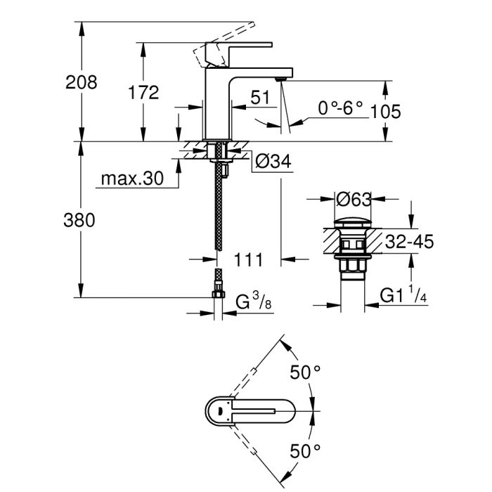 Tvättställsblandare Grohe Plus S