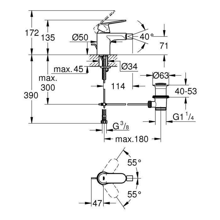 Bidéblandare Grohe Eurosmart Cosmopolitan S-Size