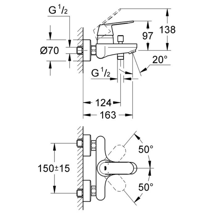 Badkars- och duschblandare Grohe Eurosmart Cosmopolitan