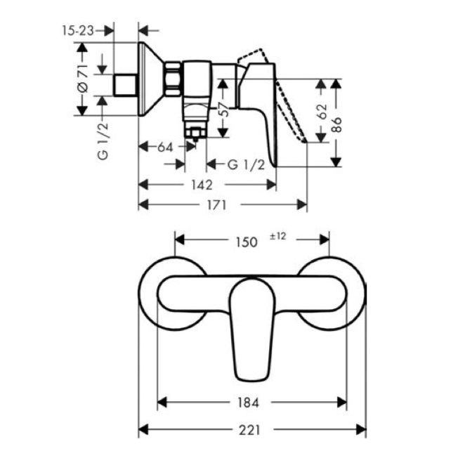 Duschblandare Hansgrohe Talis E mattsvart
