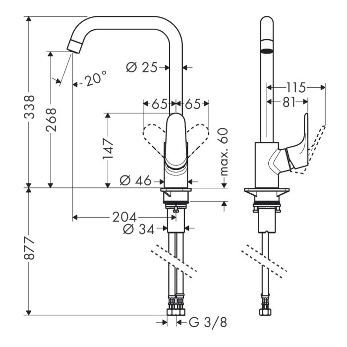 Köksblandare Hansgrohe Focus M41 260 mattsvart