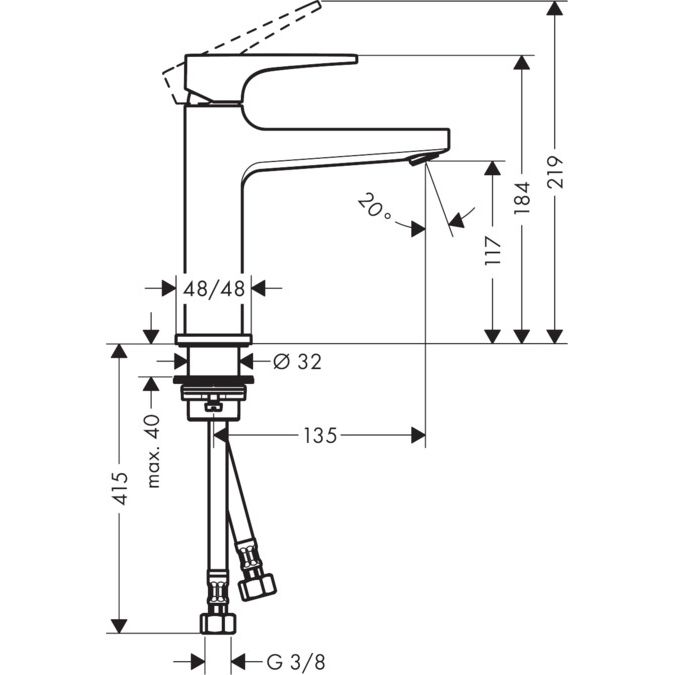 Tvättställsblandare Hansgrohe Metropol 110 borstad svart