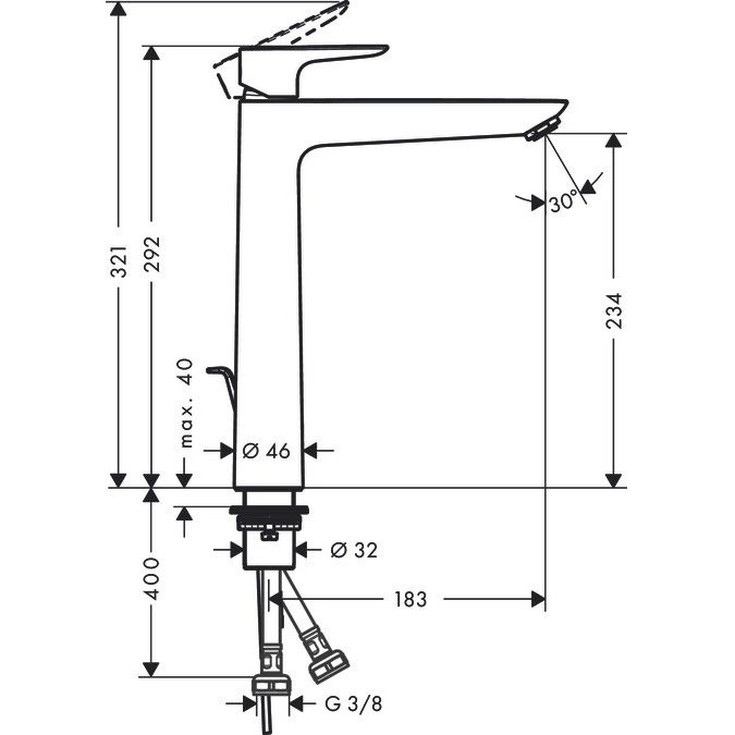 Tvättställsblandare Hansgrohe Talis E 240 med bottenventil