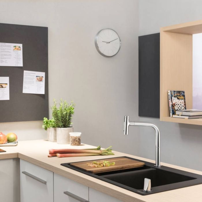 Köksblandare Hansgrohe Metris Select M71 200 krom med utdragbar handdusch