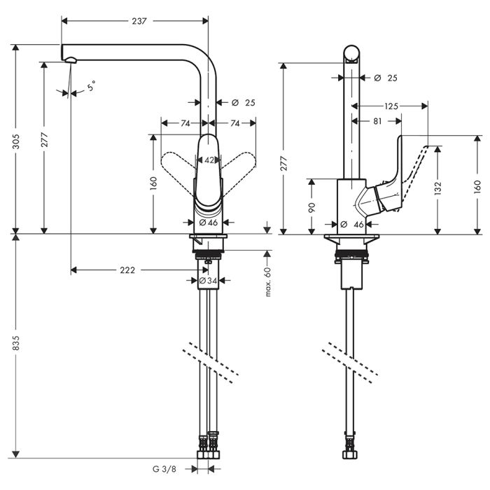 Köksblandare Hansgrohe Focus M41 280 mattsvart