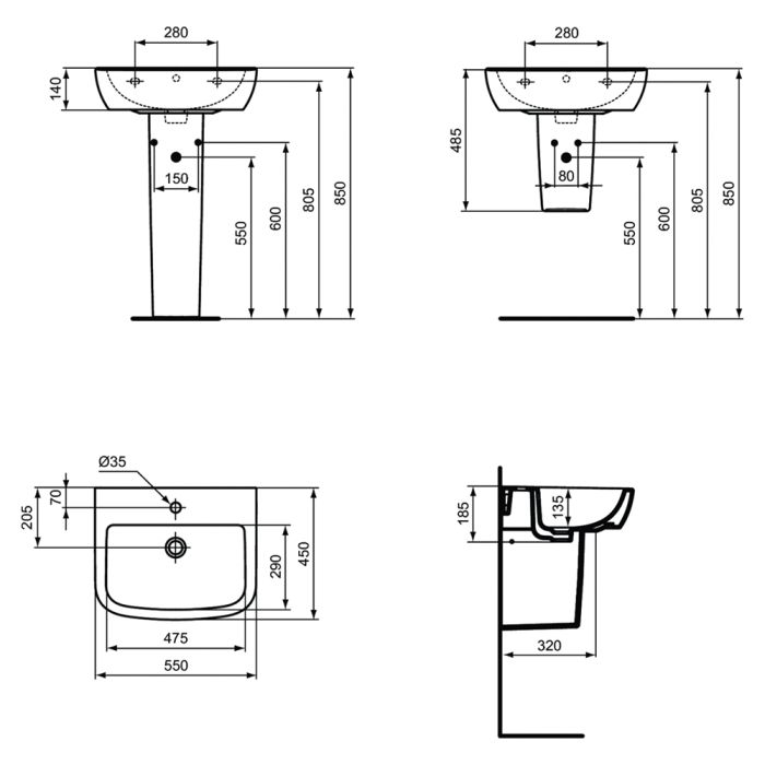 Tvättställ Ideal Standard Tempo T0565