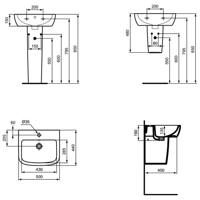 Tvättställ Ideal Standard Tempo T0566 - Outlet