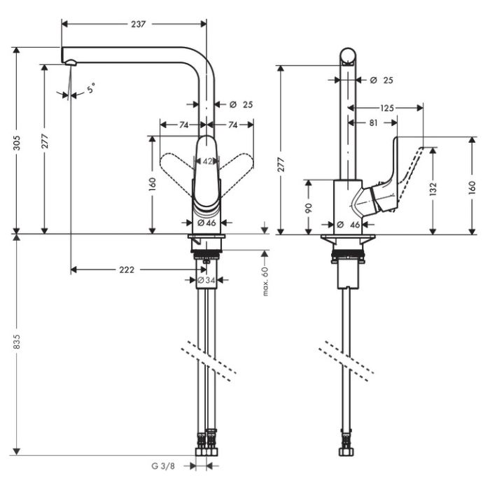Köksblandare Hansgrohe Focus M41 280 krom