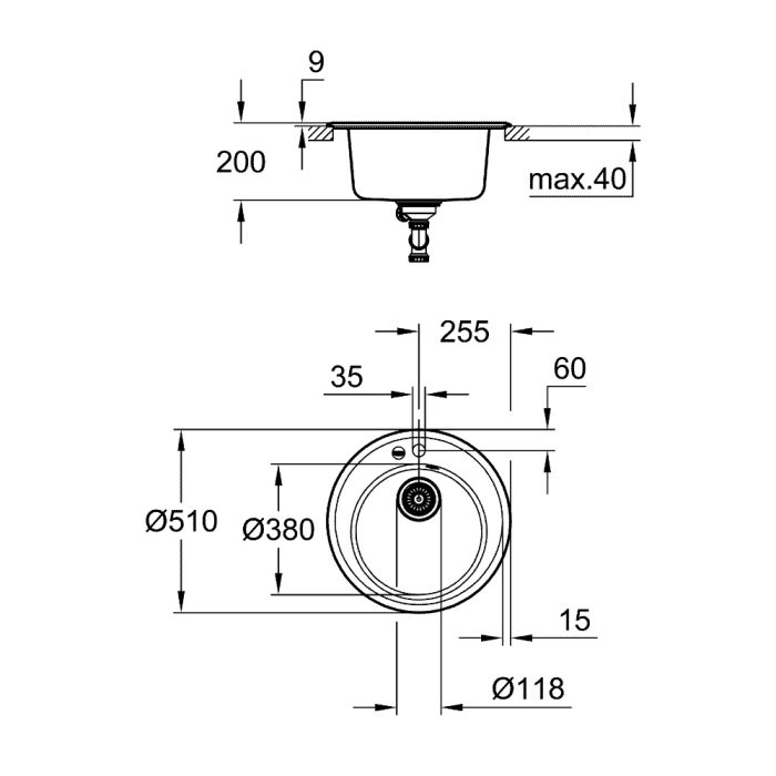 Diskho Grohe K200 svart 510