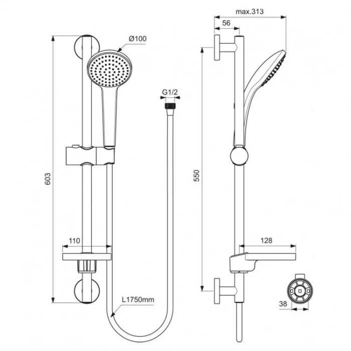 Handduschset Ideal Standard Idealrain Soft B9412