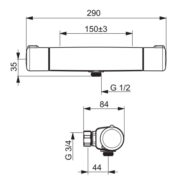 Termostatisk duschblandare Oras Nova 7460-33 mattsvart