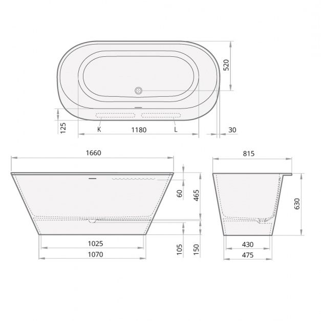 Badkar i sten PAA Deco Rim Graphite