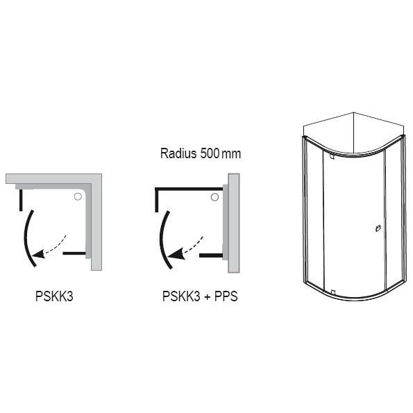 Duschhörna Ravak Pivot P3-80 svart