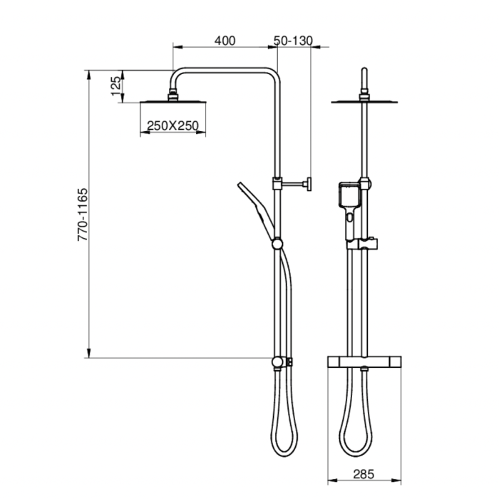 Duschset Gustavsberg New Nautic Square GB41212335 med termostatblandare