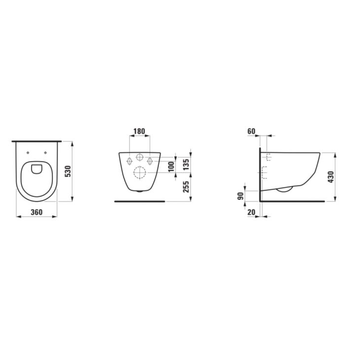 Vägghängd toalettstol Laufen Pro Slim rimless mattsvart 820966